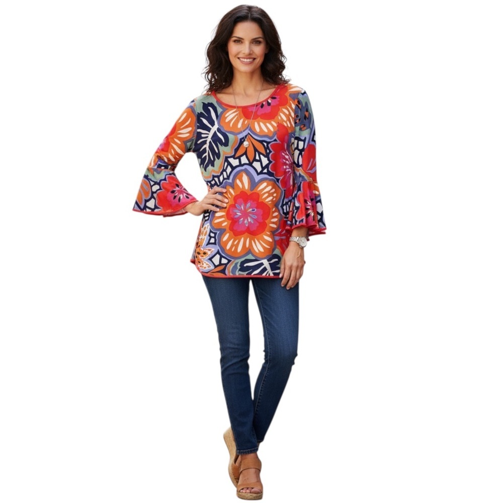 SOLD Coco Bianco Floral Bell Sleeve Blouse  SOLD